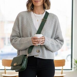 Member's Mark Boxy Rolled Hem V-Neck Soft Cardigan Light Grey Heather XXL NWT